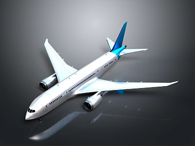 Modern Aerospace Aircraft With White Body Blue Tail And Twin Engines For Cosmic Exploration 3d model