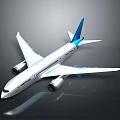 Modern Aerospace Aircraft With White Body Blue Tail And Twin Engines For Cosmic Exploration