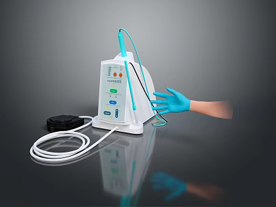 Professional Medical Device With Display Screen Control Panel And Connecting Tube Operated By Blue Gloves 3d model