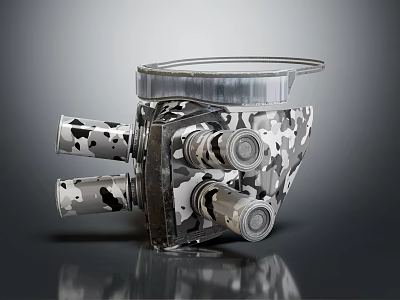 Fire Equipment with Multiple Round Nozzles Camouflage Pattern Transparent Cover and Compact Structure 3d model