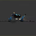 Underground Mining Cave Scene With Minecart Wooden Tracks And Blue Crystals