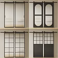 Modern Barn Doors With Black Frames And Various Glass Panel Designs