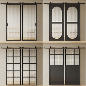 Modern Barn Door Glass Barn Door 3d model