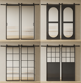 Modern Barn Door Glass Barn Door 3d model