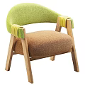 Modern Single Sofa With Green Upholstered Back Yellow Armrest Accents And Brown Cushioned Wooden Frame
