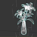 White Lilies in Light Colored Textured Vase with Green Leaves