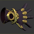 Purple Artistic Glove With Intricate Golden Patterns And Elegant Decorative Details