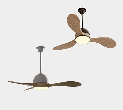 Modern Ceiling Fan Light With Wooden Blades And Different Colored Bases For Home Interior 3d model