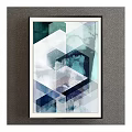 Framed Abstract Wall Art With Geometric Patterns In Teal Blue And Gray Tones 3d model
