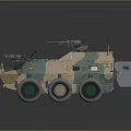 Military Weapon Mounted Armored Vehicle Featuring Camouflage Paint Six Wheel Antenna And Windows