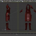 Brown Leather Clothing Set with Shoulder Armor Arm Guards Dark Skirt Pockets and Boots