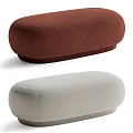 Modern Upholstered Sofa Stools in Brown and Light Gray Oval Design 3d model