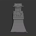 Traditional Stone Pagoda Architectural Model With Multi Tiered Structure And Carved Square Base