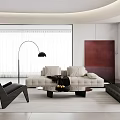 Modern Guest Restaurant Large Flat Floor Guest Restaurant No Main Lamp Guest Restaurant Sofa Coffee Table Combination Module Combination Sofa Cross Hall Guest Restaurant 3d model