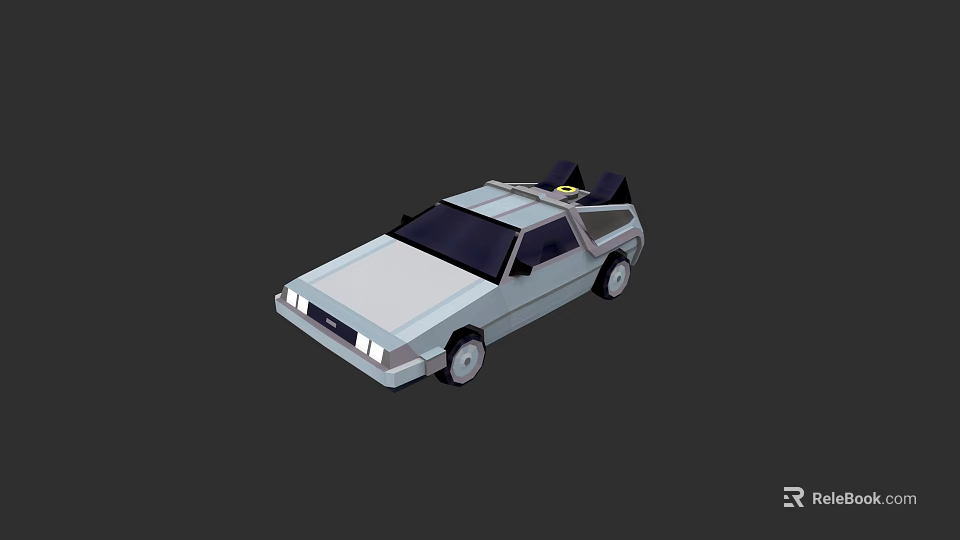 Vintage Silver Car With Gull Wing Doors And Angular Body Design 3d model 