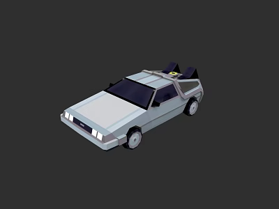 Vintage Silver Car With Gull Wing Doors And Angular Body Design 3d model
