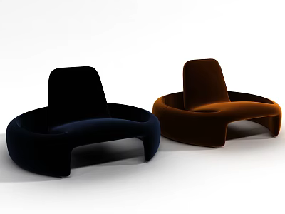 Modern Irregular Shaped Sofas in Dark Blue and Brown Velvet Curved Design 3d model