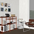 Bookshelf corner of study 3d model