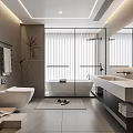 Modern Bathroom Interior Design With Freestanding Bathtub Vanity Sink And Recessed Lighting 3d model