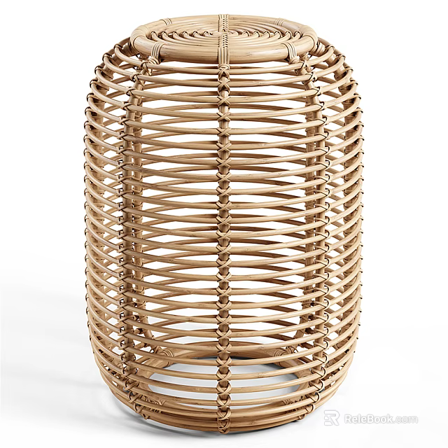 Modern Rattan Side Table with Woven Design and Natural Material for Home Decor 3d model 