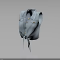 Light Blue Denim Vest with Collared Neckline Buttoned Front and Waist Tie Design