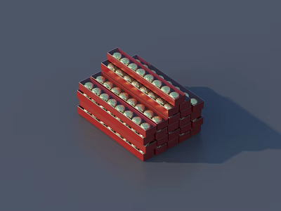 Stacked Red And Beige Food With Round Pieces In Layered Structure 3d model