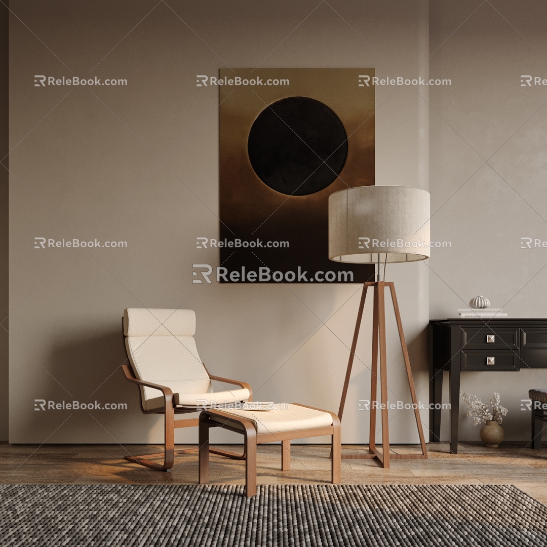 Quiet Leisure Chair Single Leisure Seat Floor Lamp 3d model