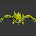 Green Mechanical Robot Character 3D Model Design With White Accents And Shiny Surface