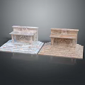 Ancient Stone Architecture Featuring Carved Platforms With Double Structures And Steps 3d model