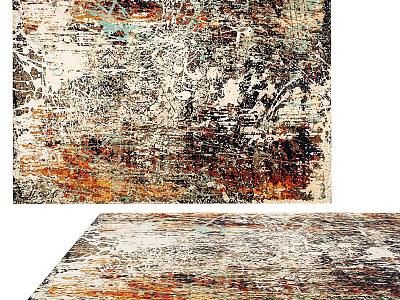 Square Area Rug With Vintage Abstract Pattern And Colorful Textures 3d model