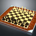 Classic Chessboard With Wooden Frame Black And White Chess Pieces And Number Letter Markings