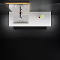 Modern Bathroom Vanity With Backlit Mirror Stone Countertop Floating Cabinet Potted Plant Towels And Toiletries