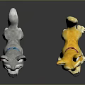 Cute Cartoon Dog Characters With Grey And Yellow Fur Big Ears And Blue Eyes