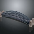 Architectural Bridge Model Featuring Arch Steel Frame And Stone Piers