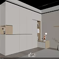 Modern White Wardrobe Design in Bedroom with Sleek Storage Cabinet Minimalist Lighting and Green Plant