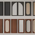 Various Designed Cabinet Doors In Black And Brown With Glass Grid And Arch Patterns