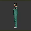Game Movie Nurse Character In Green Uniform With Arms Outstretched Standing Pose