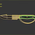 Tactical Weapon Knife With Dark Textured Blade And Black Ring Handle Rivets