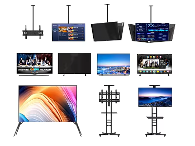 Various Modern Televisions With Wall Mounts Floor Stands And Different Designs 3d model