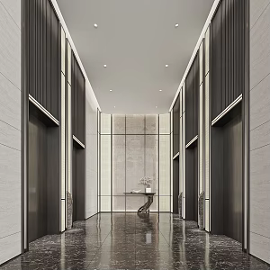 modern elevator hall 3d model