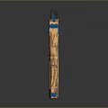 Stylish Wooden Pistol With Blue Accents And Black Grip Design Features