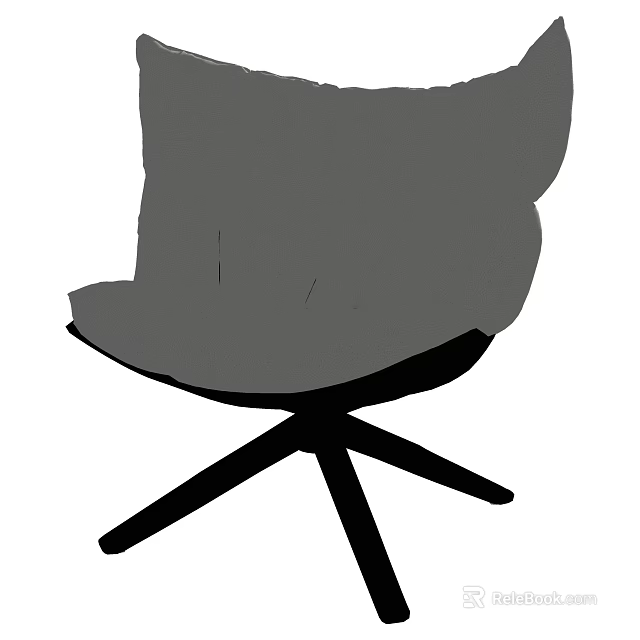 Modern Gray Fabric Leisure Chair With Comfortable Backrest And Five Star Base 3d model 