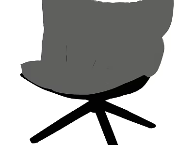 Modern Gray Fabric Leisure Chair With Comfortable Backrest And Five Star Base 3d model