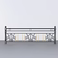 Elegant Black Metal Railing With Golden Strips And Ornamental Design