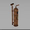 Vintage Copper Industrial Cylinder Device With Valve Pipe And Metal Structure
