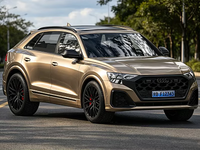 Shiny Golden Audi SUV with Modern Design Sleek Exterior on Urban Road 3d model