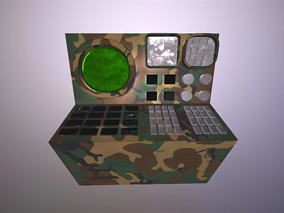 Camouflage Pattern TV Unit Featuring Green Screen Multiple Control Panels And Small Displays 3d model