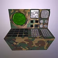 Camouflage Pattern TV Unit Featuring Green Screen Multiple Control Panels And Small Displays