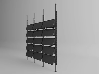 Black Modern Bookshelf With Multi Tiered Open Shelves And Metal Frame 3d model