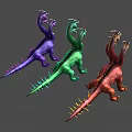 Colorful Multi Headed Dragons With Red Green Purple Scales As Mythical Fantasy Creatures